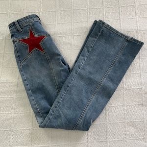 Free People Firecracker Flare Jeans w Red Stars